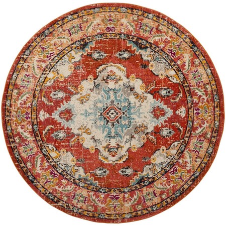 Safavieh 9 x 9 ft. Monaco Power Loomed Round Area Rug; Orange & Light Blue MNC243H-9R